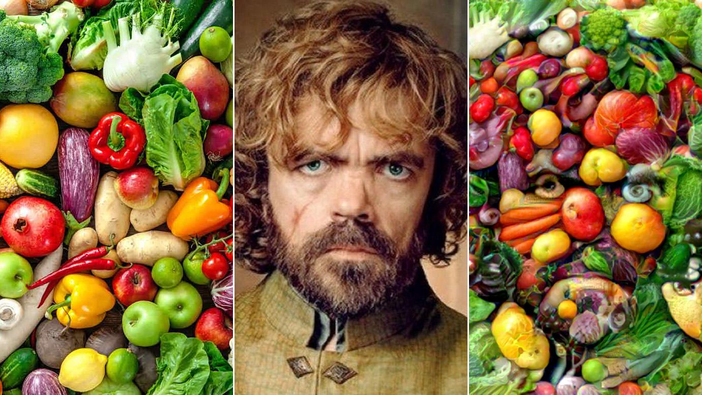 Creating Peter Dinklage using vegetables