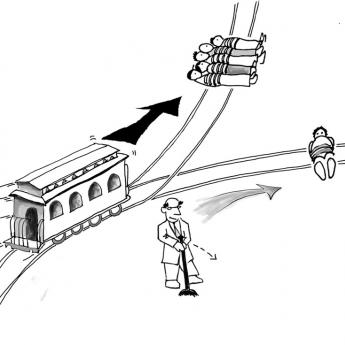 Drawing of trolley problem