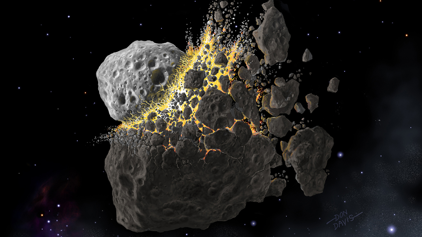 asteroid crashing into earth