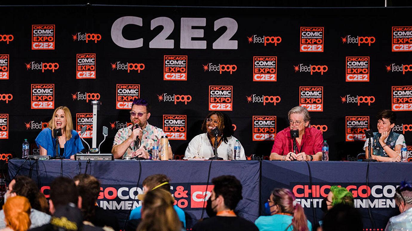 Joalda Morancy speaks at a panel discussion during the 2022 Chicago Comic and Entertainment Expo. 