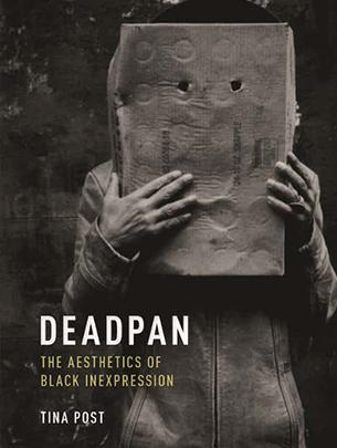 Cover of the book Deadpan featuring a person holding a piece of cardboard with eyeholes cut out in front of their face.