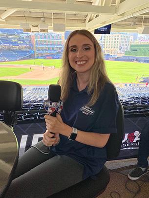 Sarah Langs at work for the MLB Network at Petco Park