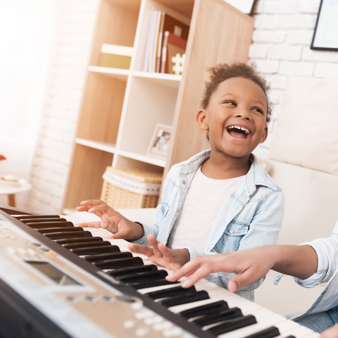 Child learning music
