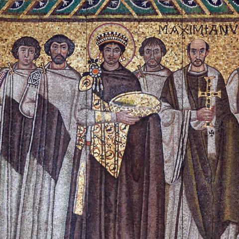 Emperor Justinian and members of his court