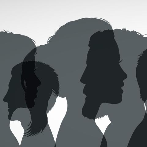 Silhouettes of young people