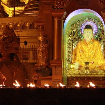 Shwedagon Pagoda, a sacred Buddhist pagoda in Myanmar