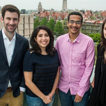 Image of Graduate Students Eric Hirsch, Cosette Bruhns, Mohamed Abdelhafez, Yuna Blajer de la Garza