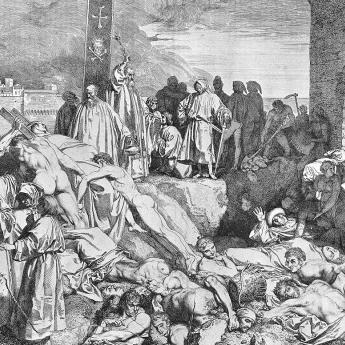 Etching of the plague of Florence in 1348