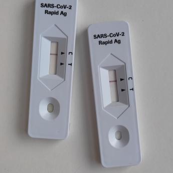 Two Covid rapid tests side by side