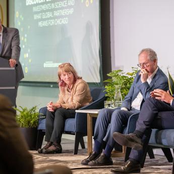 UChicago leaders take part in a special panel event at the Gleacher Center