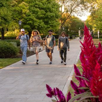 Students walk through the Main Quadrangles