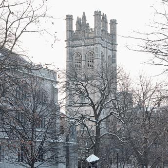 Reynolds Club Tower on a winter day