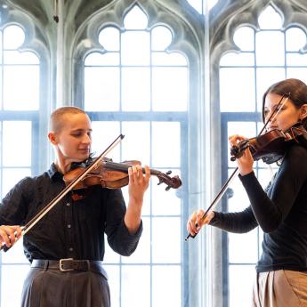 Musicians Molly Long and Sophia Janevic