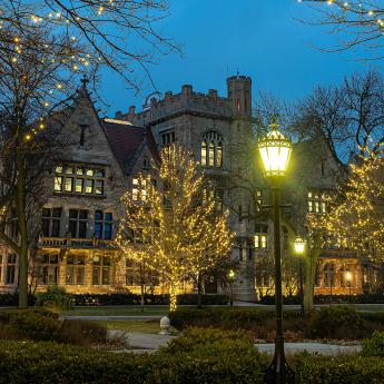 Holiday lights on campus