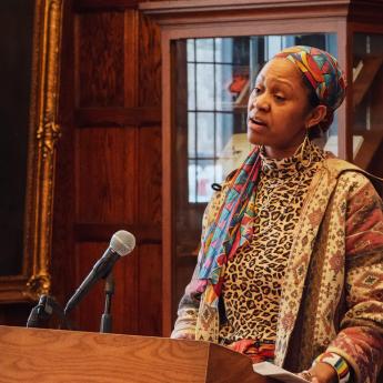 A student recites readings from Dr. Martin Luther King Jr.