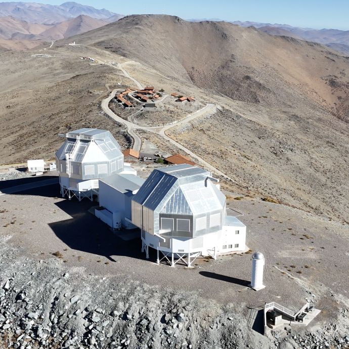 Aerial photo of a telescope in the mountains