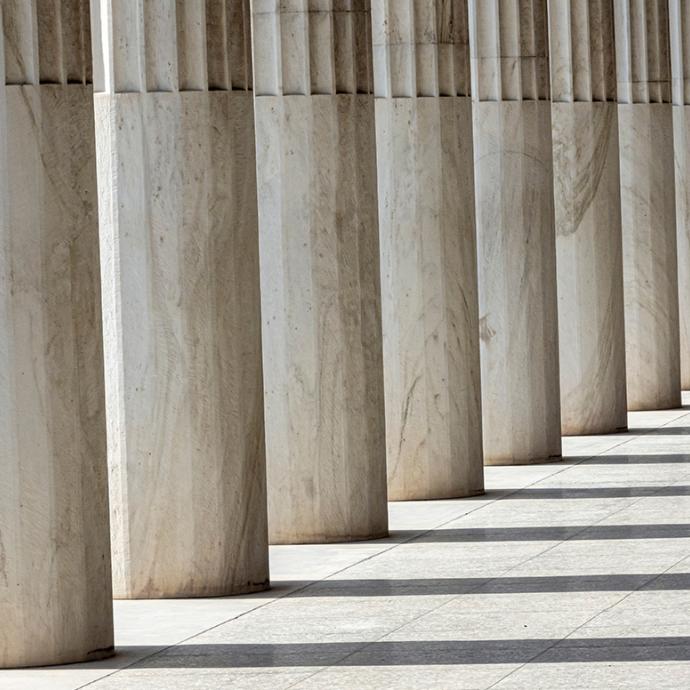 Row of Marble columns in Athens, Greece