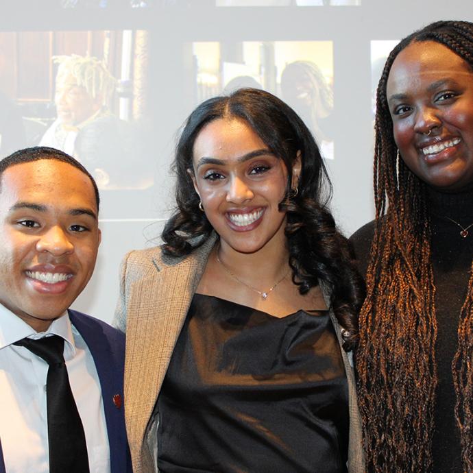 Arsima Araya (center), the first recipient of the Timuel D. Black Community Solidarity Scholarship