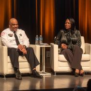 Panel discussion with Joyce Foundation president Ellen Alberding, CPD Supt. Eddie Johnson and CPS CEO Janice Jackson.