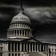 U.S. Capitol with dark clouds