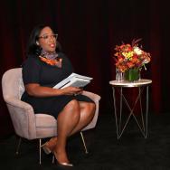 Nadia M. Quarles, assistant vice president of business diversity at the University, speaks with John W. Rogers Jr., co-CEO and chief investment officer at Ariel Investments, as part of the annual Professional Services Symposium.