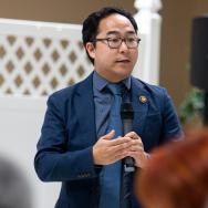 Rep. Andy Kim speaking to a group of people