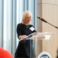Lisa Wedeen speaks during a May 17 reception for the Laing Award at the David Rubenstein Forum