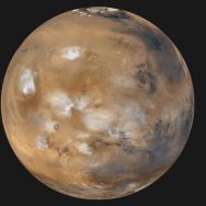 Image of planet Mars on a black background