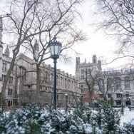 UChicago campus covered in snow