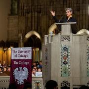 Prof. Peggy Mason addresses incoming students