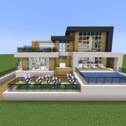 A memory palace built in Minecraft, featuring a virtual house with colored rooms designed for psychology research at the University of Chicago.