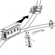 Drawing of trolley problem